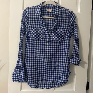 Plaid blue/white blouse
